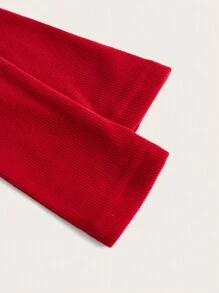 SHEIN BASICS Solid Ribbed Knit Tee