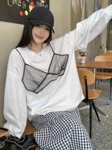 DAZY Camiseta de manga larga 2 en 1 para mujer, ropa de mujer para otoño