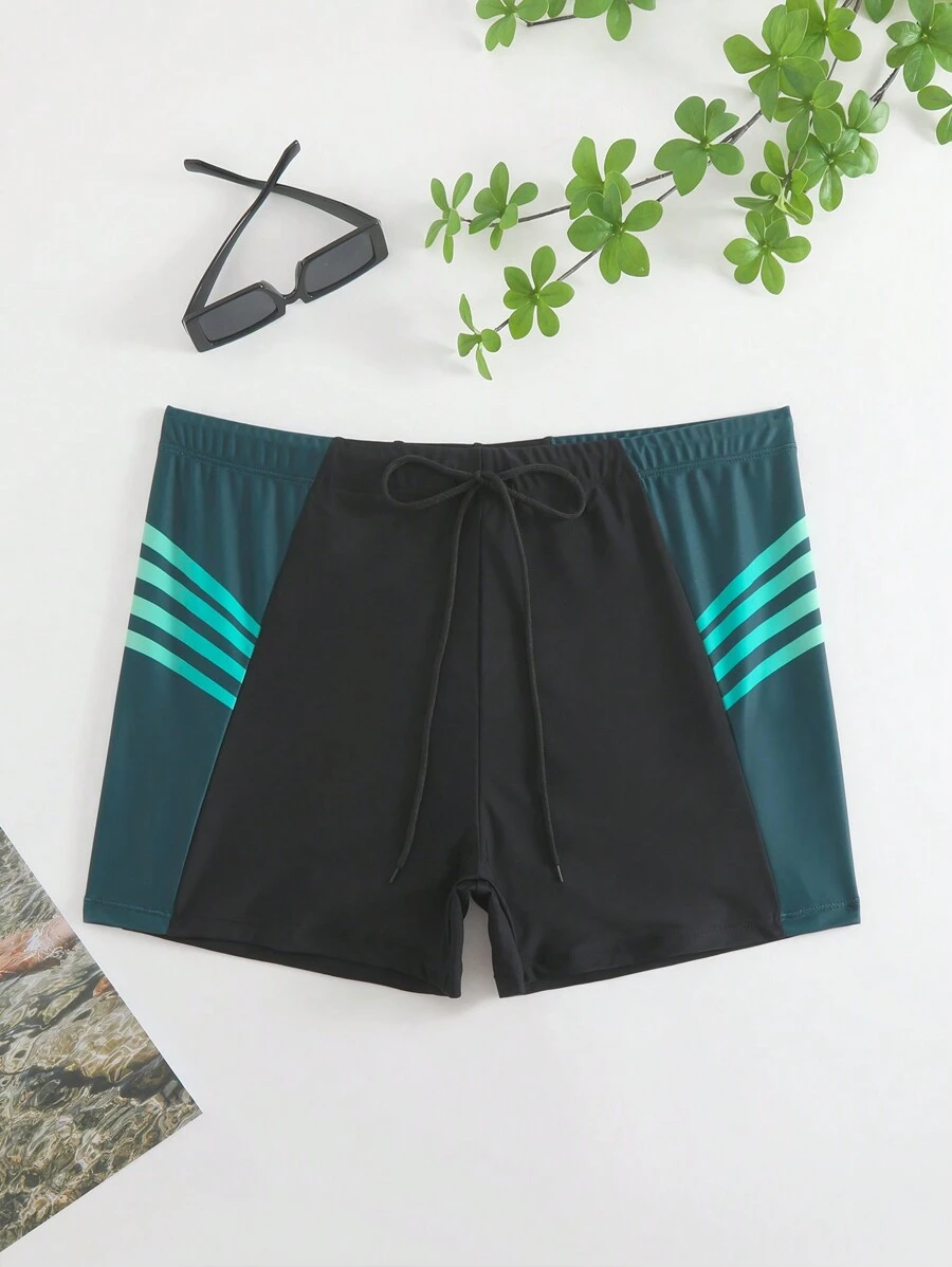 Manfinity Bañadores de natación ceñidos con cordón y contraste de colores para hombre tallas grandes de verano - Multicolor - Ver 1