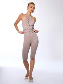 MUSERA Gerafftes Top mit Trägerhals für Ausgehen, Urlaub, Frühling, Sommer, Herbst, elegant