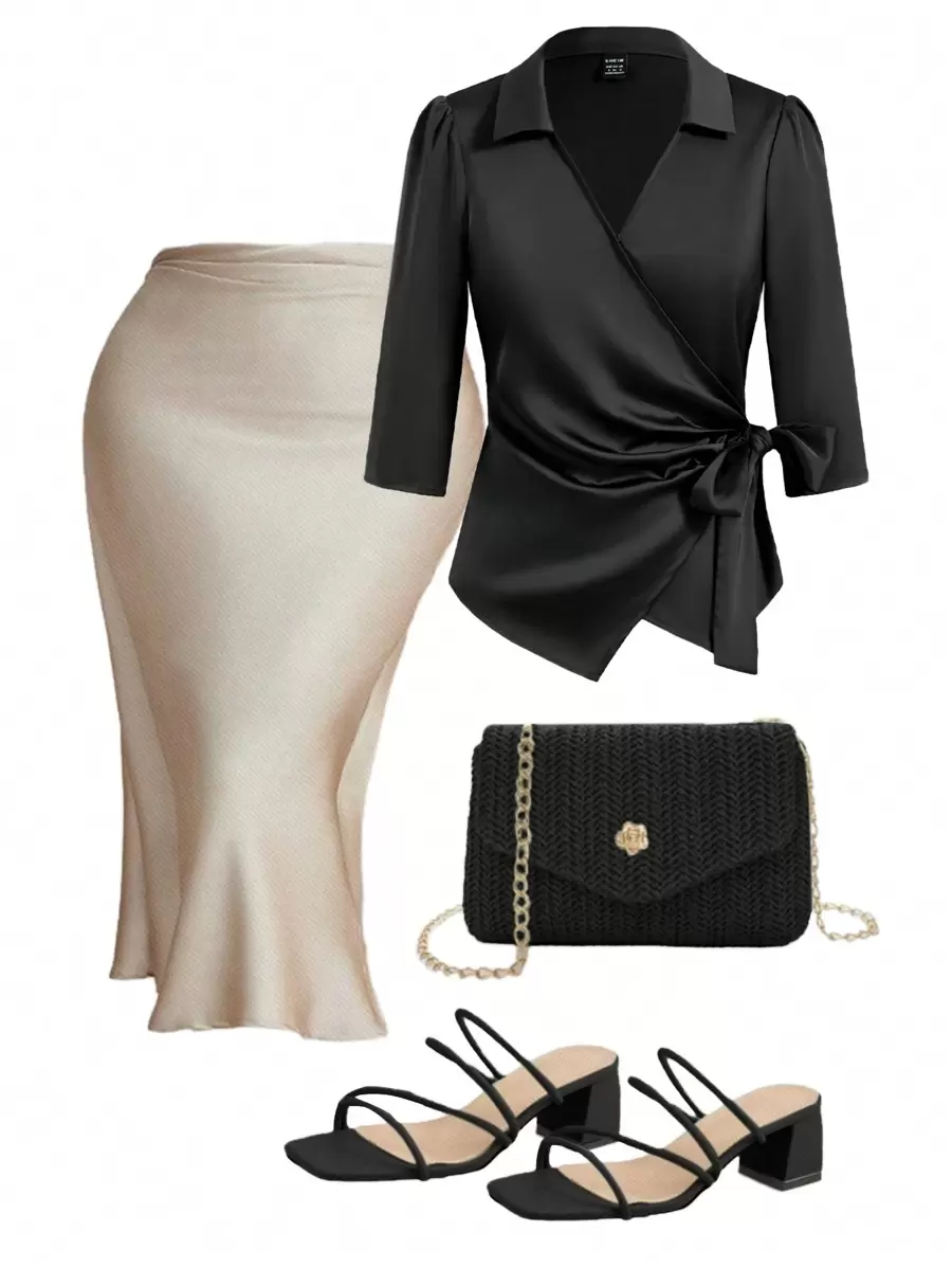 Ellevyn Áo cánh tay dài đơn giản màu trơn cho nữ - màu đen - Xem 1