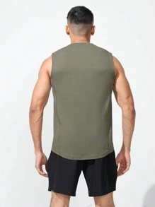 Manfinity Athleisure Boyfriend Style Men's Casual Letter Print Round Neck Sports Vest Back To School