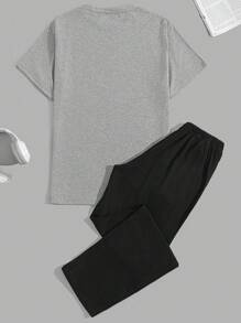 RueChic Ensemble t-shirt régulier et vêtement d'intérieur imprimé d'ours et de lettres pour hommes