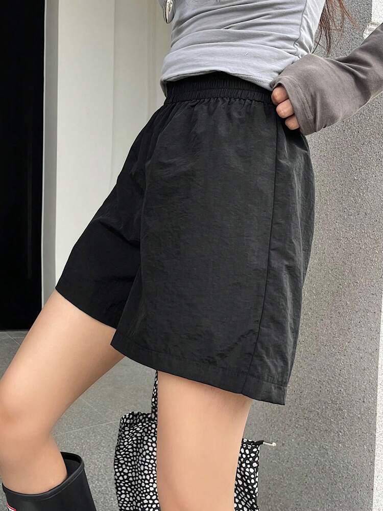 Women's Solid Color Elastic Waist Casual Shorts Swimwear Bottom Summer