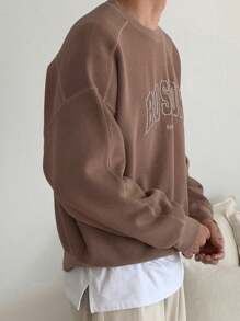 DAZY Men's Letter Printed Pullover Sweatshirt, Autumn - Brown - View 6