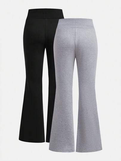 SHEIN Girlism 2pcs/Set Tween Girl Loose Casual Comfortable Mid-Waist Flared Sweatpants Chic Autumn/Winter