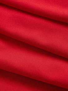 SHEIN MOD Váy trắng cắt dây có ren chắp vá và chi tiết cà vạt phía sau - Đỏ - Xem 4