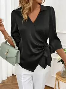 Ellevyn Áo cánh tay dài đơn giản màu trơn cho nữ - màu đen - Xem 7