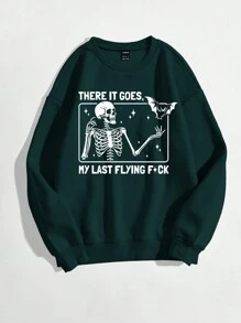 INAWLY Women's Oversized Drop Shoulder 'This Is My Last Flight' Graphic Sweatshirt