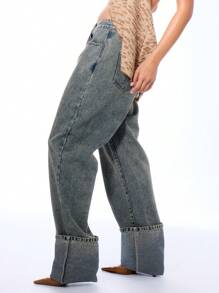 MUSERA Straight Leg Denim Washed Trousers Spring 90's Cute Streetwear