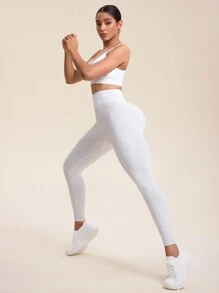 Easithlete 女款高腰豹紋百褶運動戶外瑜珈休閒緊身褲 - 彩色 - 查看 5