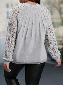 Pull casual à manches dolman et col rond, couleur unie, pour femmes grande taille, pour l'hiver