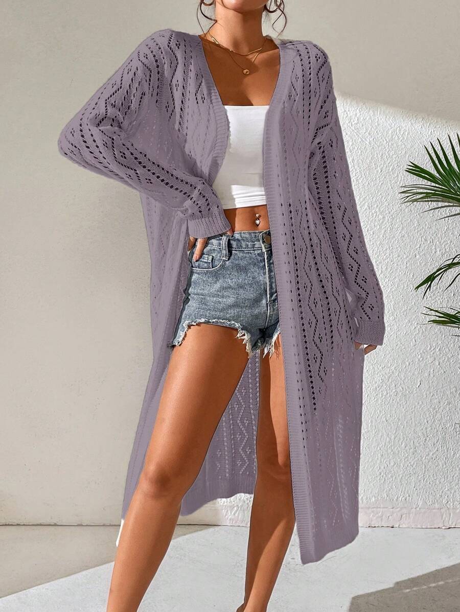 Women's Solid Color Long Casual Kimono Robe Summer - Grey - View 1
