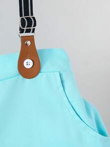 SHEIN 2 件套 Tween 男童格子印花短袖上衣和纯色背带裤套装 - 彩色 - 查看 5