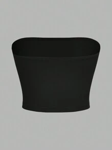 SHEIN EZwear 3 件套女士休闲无袖修身短款黑白抹胸，夏季 - 彩色 - 查看 6