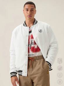 Manfinity VCAY Men Striped Loose Fit Padded Coat, Back To School, For Fall Winter - Multicolor - View 1