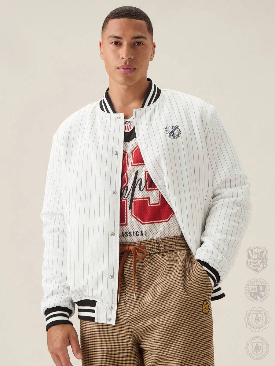 Manfinity VCAY Men Striped Loose Fit Padded Coat, Back To School, For Fall Winter - Multicolor - View 1