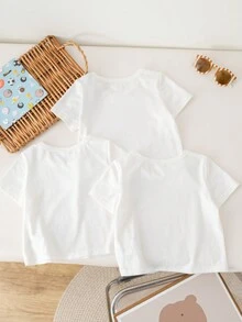 SHEIN 男婴休闲简约短袖圆领上衣，适合夏季