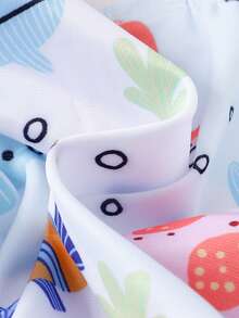 Cô Gái Trẻ Hoạt Hình Bạch Tuộc In Ruffle Hem Bikini Set Bãi Biển Mùa Hè - Nhiều màu - Xem 5