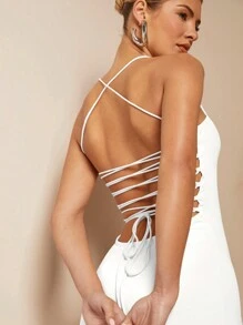 SHEIN BAE 女式长款直筒连衣裙，配有精致的后肩带