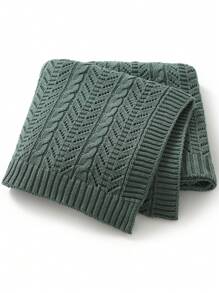 1 件简约纯色针织婴儿毯，多用途，适用于婴儿车、午睡、沙发、所有季节爱情情人节