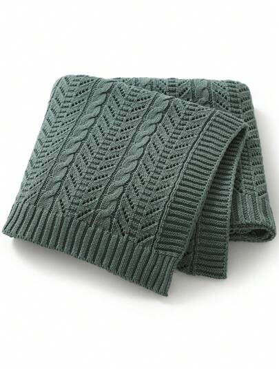 1 件简约纯色针织婴儿毯，多用途，适用于婴儿车、午睡、沙发、所有季节爱情情人节