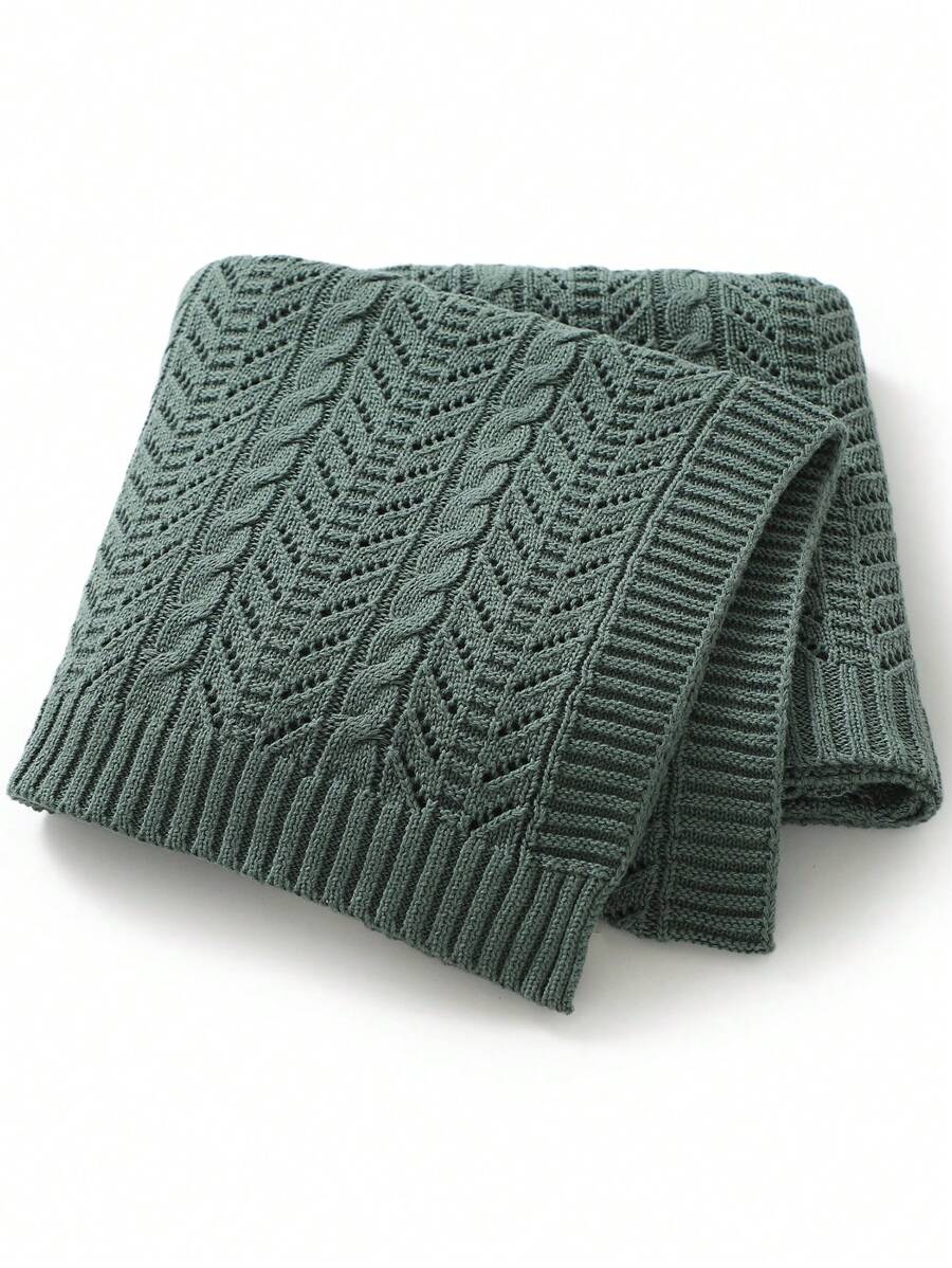 1 件简约纯色针织婴儿毯，多用途，适用于婴儿车、午睡、沙发、所有季节爱情情人节