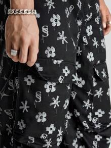 Manfinity VCAY Pantalones rectos holgados con estampado digital tejidos para hombre