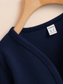 SHEIN Tween Girls Simple Solid Curved Hem Long Sleeve Casual Jacket