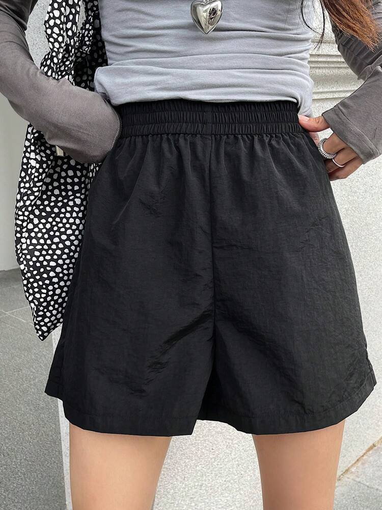 Women's Solid Color Elastic Waist Casual Shorts Swimwear Bottom Summer