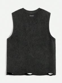 Manfinity VCAY 男士宽松长袖针织连帽衫，带英文字母印花，万圣节服装 - 黑色 - 查看 2