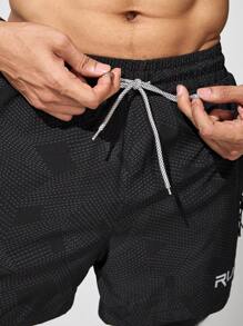 Gym Rark Boyfriend Style Men's Simple Print Casual Sports Shorts Sweat Pants Black Shorts - Black - View 8