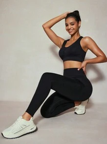 Slayoga Leggings aderenti senza cuciture minimal in colore unito per uso quotidiano da donna
