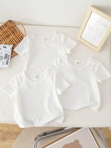 SHEIN 男婴休闲简约短袖圆领上衣，适合夏季