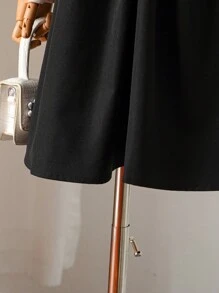 SHEIN Đầm cổ bẻ tương phản đen trắng cho bé gái, thời trang thanh lịch thích hợp cho mùa xuân thu - màu nâu - Xem 7