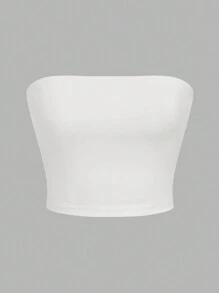 SHEIN EZwear 3 件套女士休闲无袖修身短款黑白抹胸，夏季 - 彩色 - 查看 4