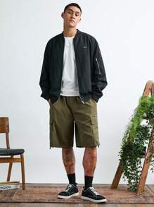 Manfinity VCAY Men's Casual Loose Fit Long Sleeve Open Front Jacket, For Fall Winter - Black - View 4