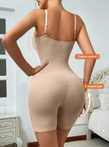 Women's Solid Color Sleeveless Jumpsuit Shapewear - Apricot - View 2