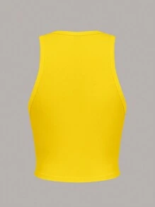 Slaydiva Camiseta de tirantes ajustada y casual con cuello simple para mujer, verano