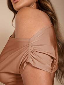 SHEIN BAE Kaos Ukuran Plus - Khaki - View 6