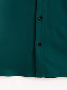 SHEIN Leap Crew Tween Boy Casual långärmad skjorta med knapp upp krage - Mörk Grön - Visa 6