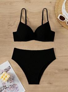 SHEIN Swim Damskie seksowne bikini w jednolitym kolorze na letnią plażę