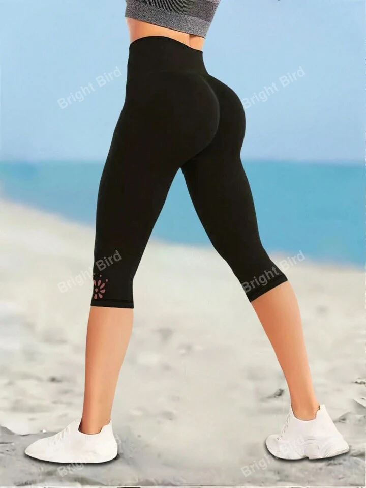 Ladies Solid Color Daily Wear Versatile Leggings Comfort Fit Capris Leggings Versatile Stretchy Crop Pants