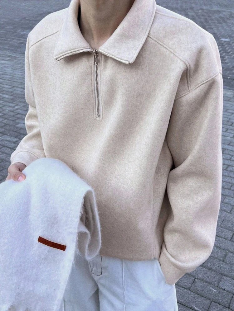 Men Solid Color Pullover Sweatshirt Autumn