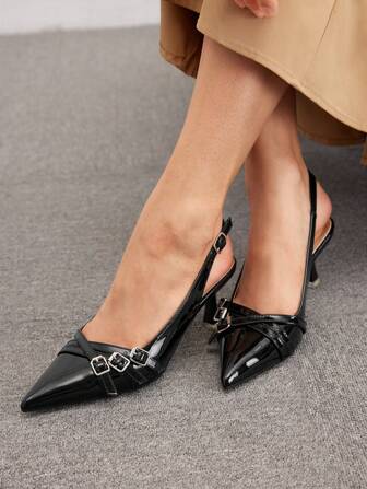 CUCCOO BIZCHIC Damen Mode einfarbige Schnallen Design High Heels Schuhe elegante Basics Business Lässig Business Chic Weihnachtsparty Herbst Neujahr Valentinstag