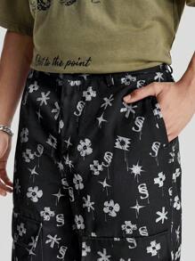 Manfinity VCAY Pantalones rectos holgados con estampado digital tejidos para hombre