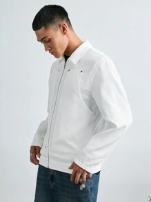 Manfinity VCAY Chaqueta informal de manga larga, de apertura frontal, suelta y de color liso, tejida para hombre