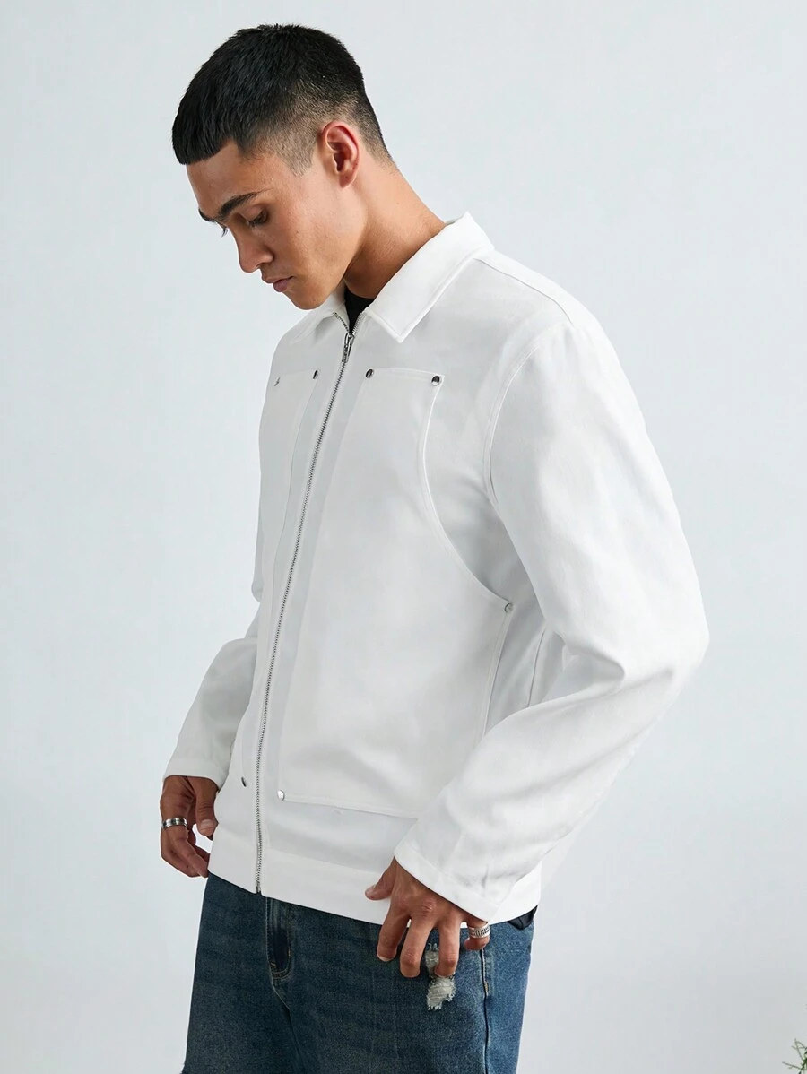 Manfinity VCAY Chaqueta informal de manga larga, de apertura frontal, suelta y de color liso, tejida para hombre