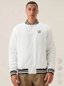 Manfinity VCAY Men Striped Loose Fit Padded Coat, Back To School, For Fall Winter - Multicolor - View 6