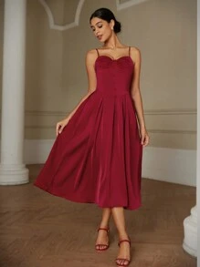 Chiquease Fashionable Sleeveless Bodycon Midi Dress For Women - Burgundy - View 1